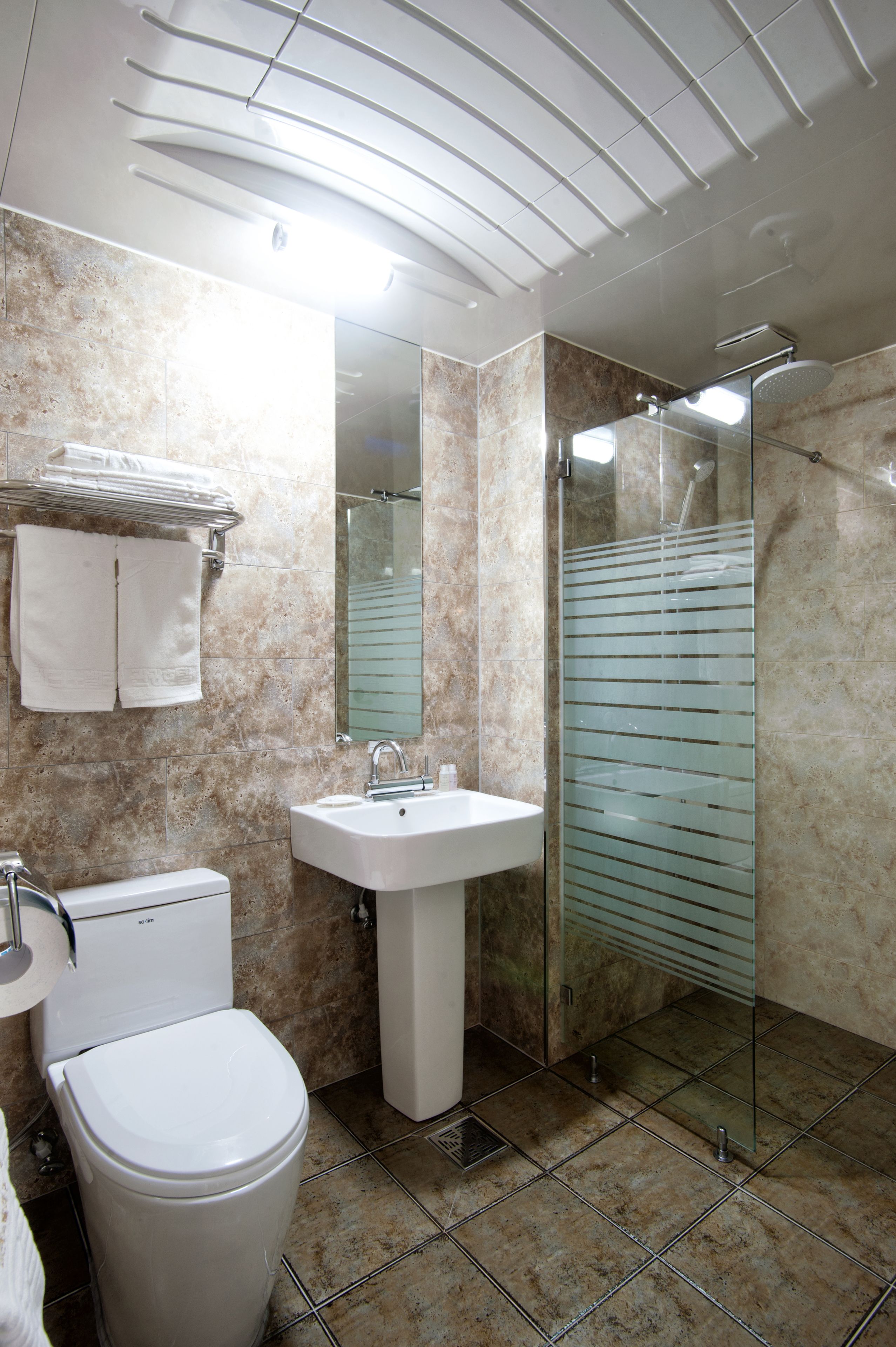 shower, hair dryer, bathrobes, slippers