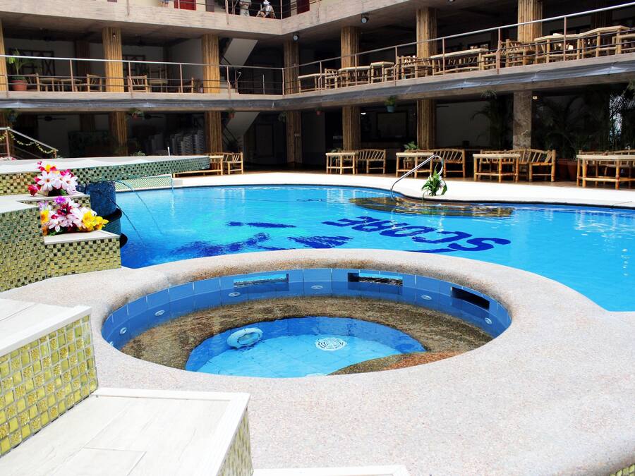 Outdoor pool, sun loungers