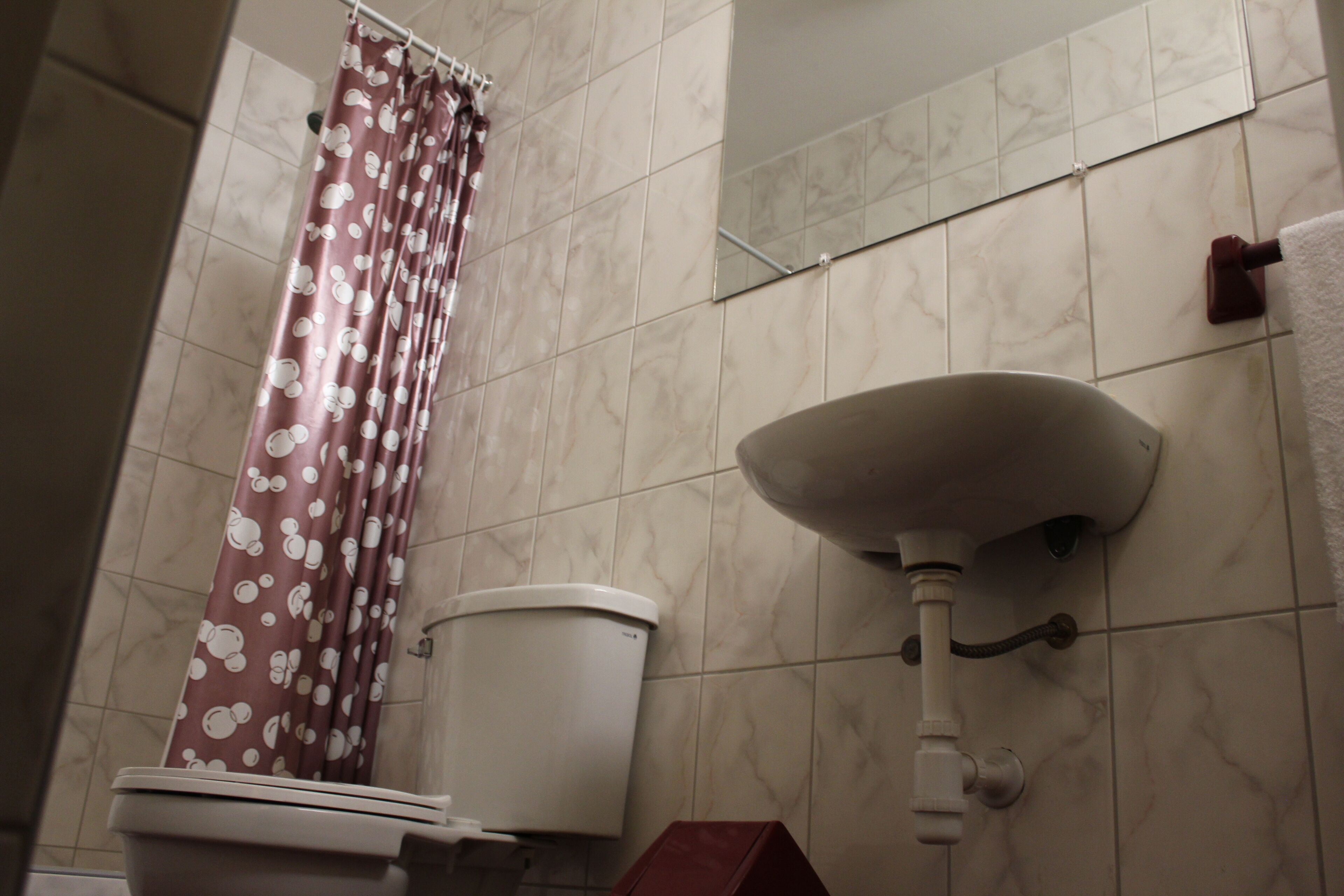 double room | bathroom | shower, hair dryer, towels