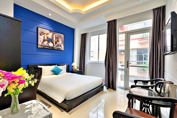 豪華雙人房 | 埃及棉床單、高級寢具、記憶棉床墊、迷你吧