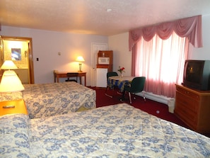 Desk, free WiFi, bed sheets