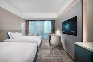 Deluxe Double Room, Park View | Peti besi dalam bilik, meja, ruang kerja komputer riba