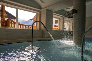 Indoor pool, open 4:00 PM to 8:00 PM, sun loungers