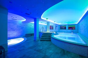 Indoor pool, open 4:00 PM to 8:00 PM, sun loungers