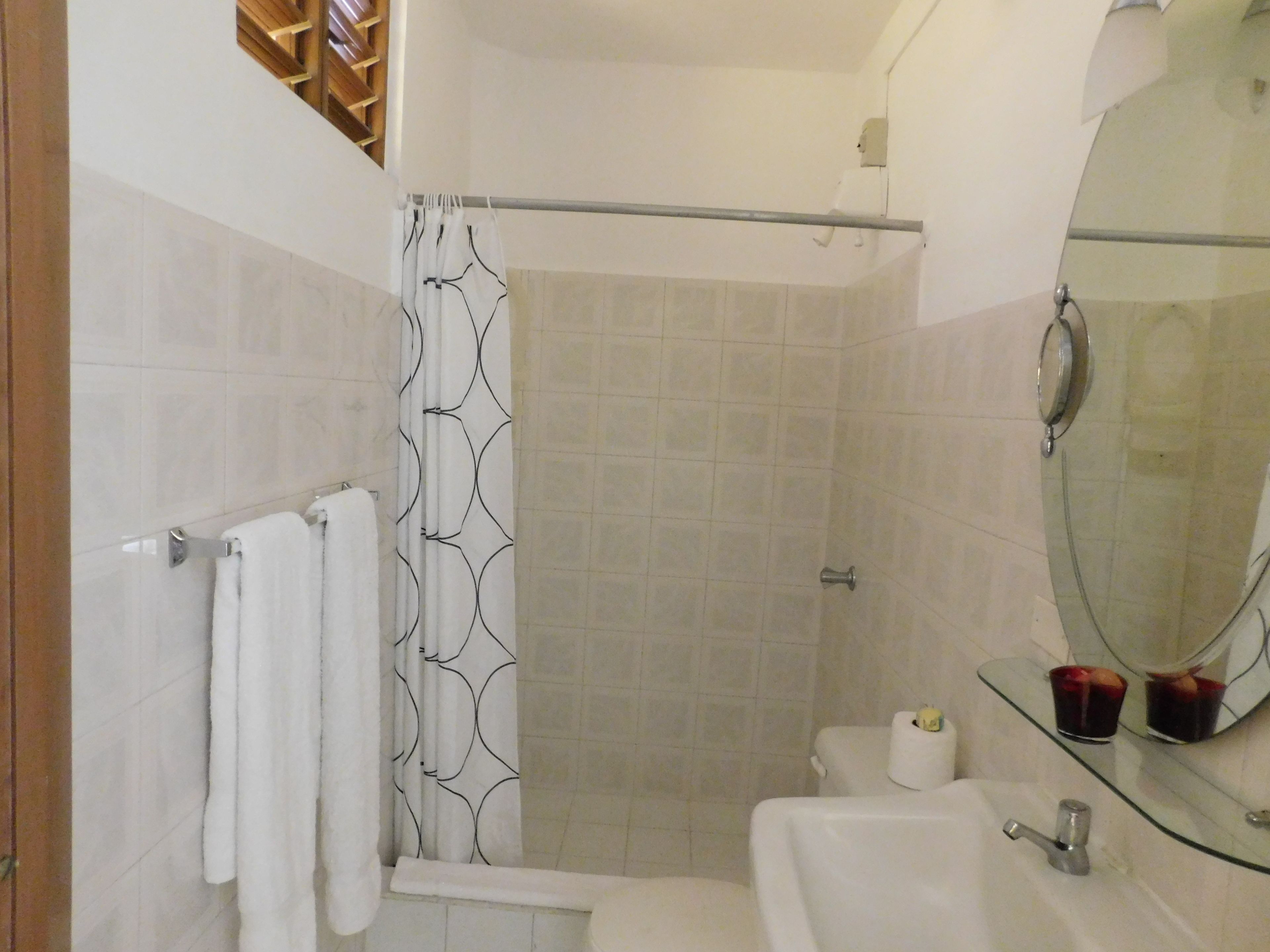 One Bedroom Studio | Baño | Regadera, amenidades de baño gratuitas, secadora de cabello, toallas 