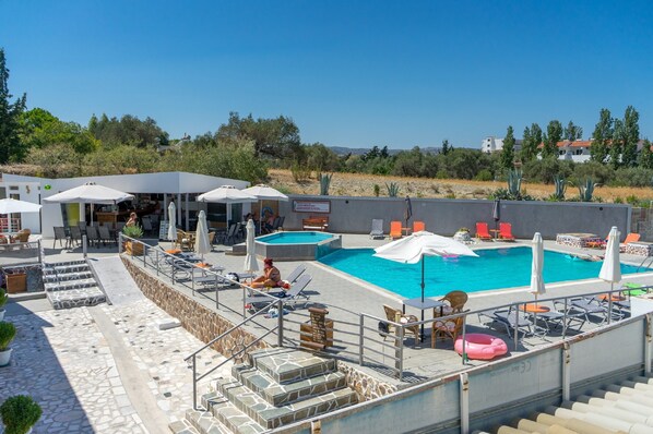 Outdoor pool, open 9:00 AM to 8:00 PM, sun loungers - Family House Studios (Rhodes)