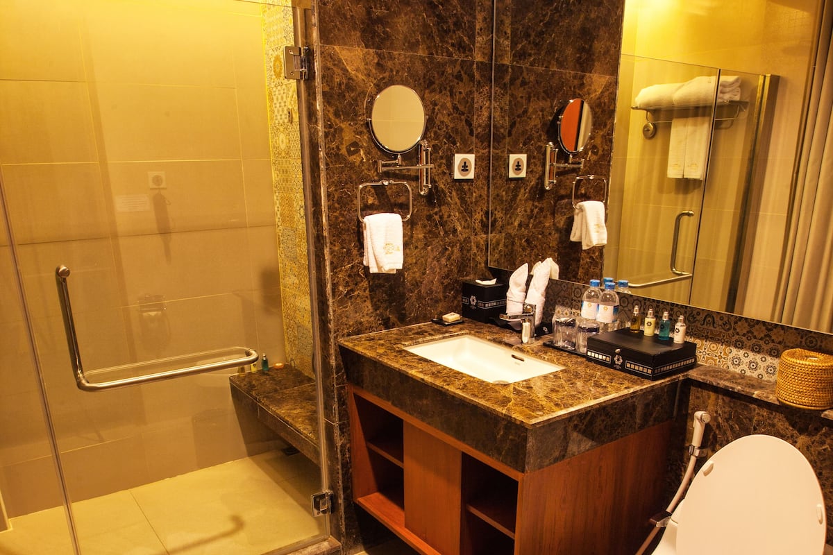 grand deluxe | bathroom | shower, free toiletries, hair dryer, bathrobes
