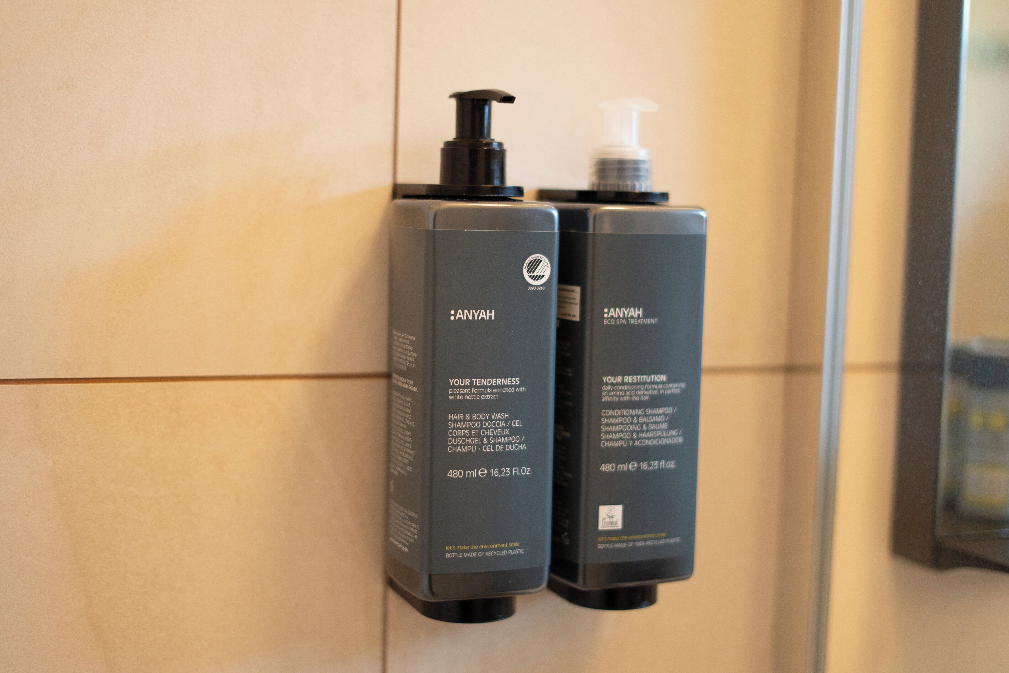 double or twin room, mountain view | bathroom amenities | shower, rainfall showerhead, hair dryer, towels