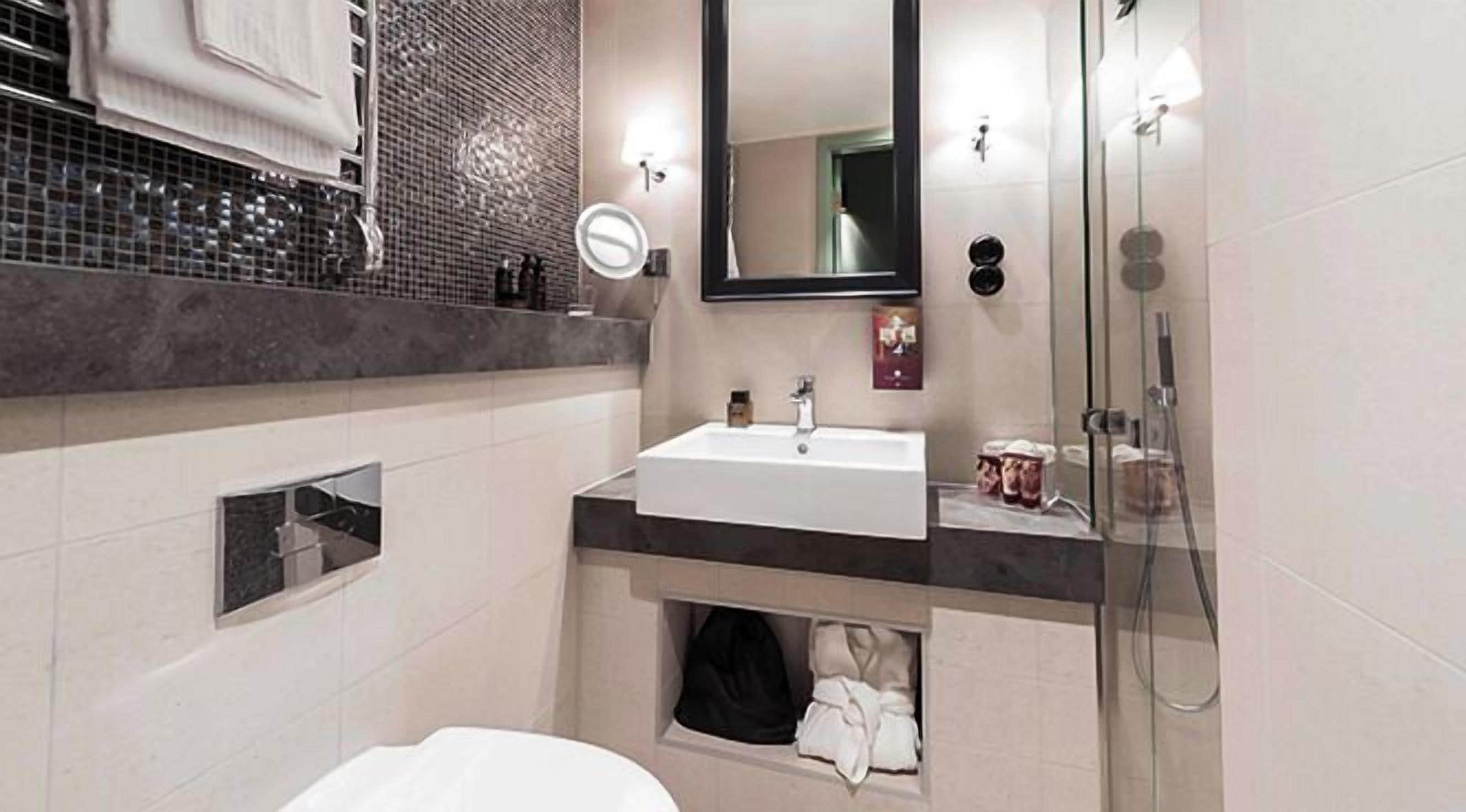 single room | bathroom | shower, hair dryer, towels