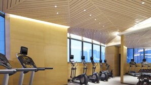 A gym with treadmills, elliptical machines, and dumbbells. - Four Points By Sheraton Guilin, Lingui (Guilin)