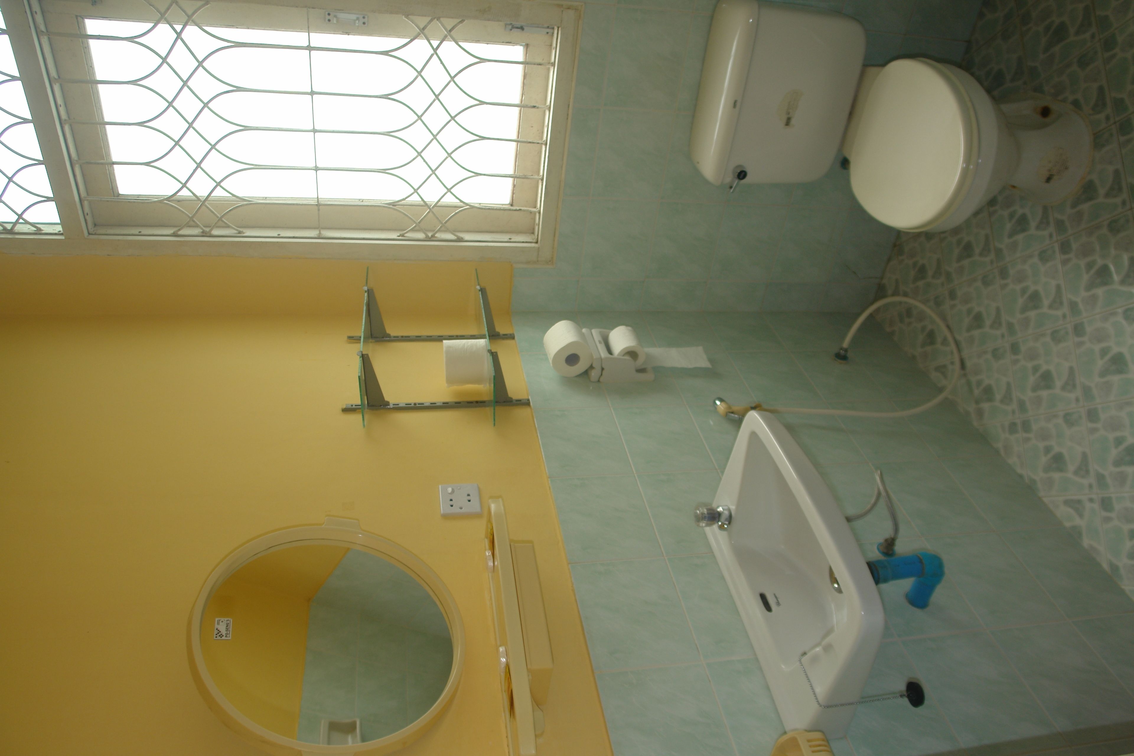 standard double room | bathroom | shower, hair dryer, towels