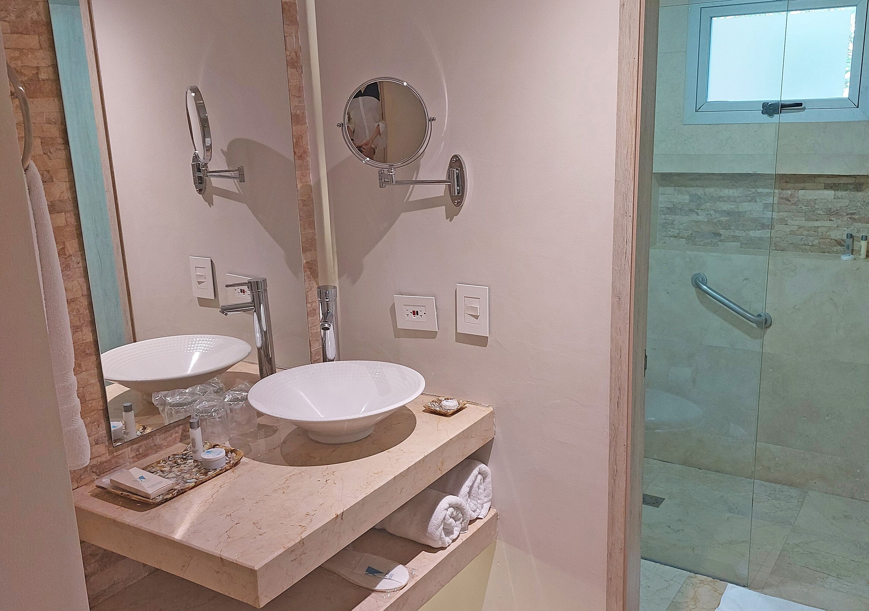 superior room, 2 double beds | bathroom | shower, towels