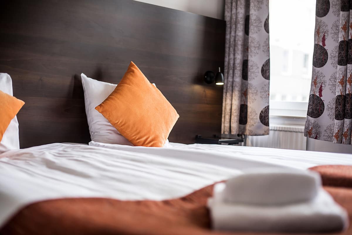 blackout curtains, iron/ironing board, free wifi, bed sheets