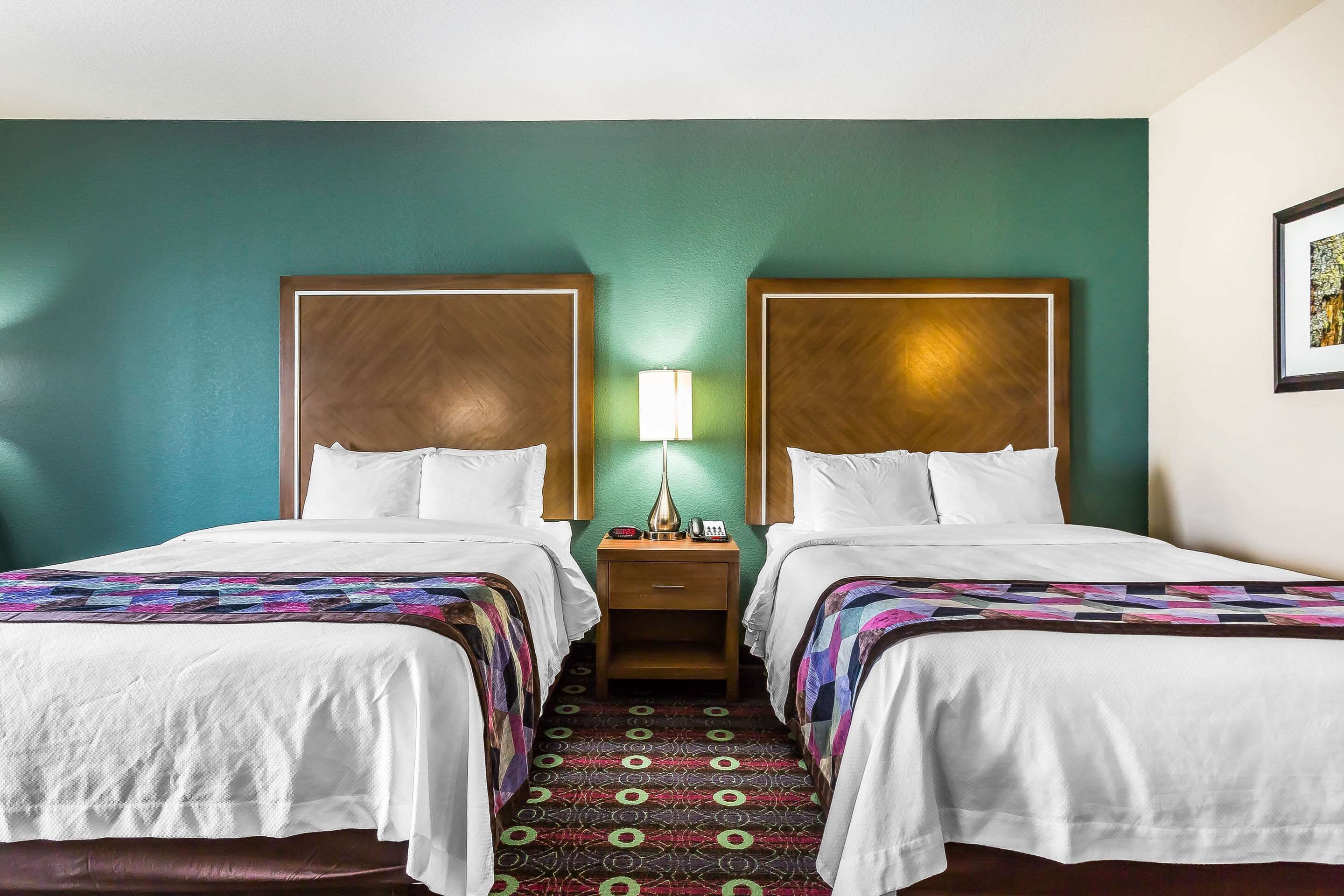 standard room, 2 queen beds, non smoking | premium bedding, desk, blackout curtains, iron/ironing board