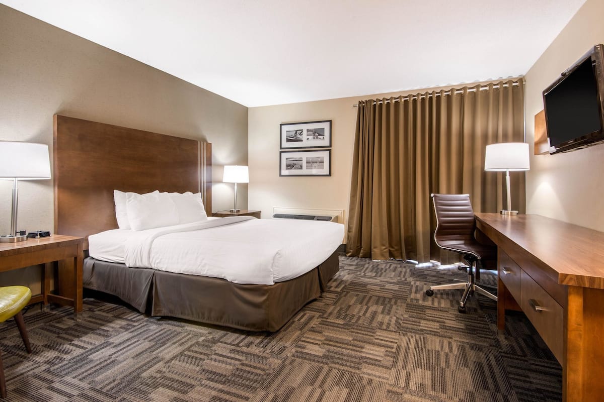 Standard Room, 1 King Bed, Non Smoking | Desk, laptop workspace, blackout drapes, iron/ironing board