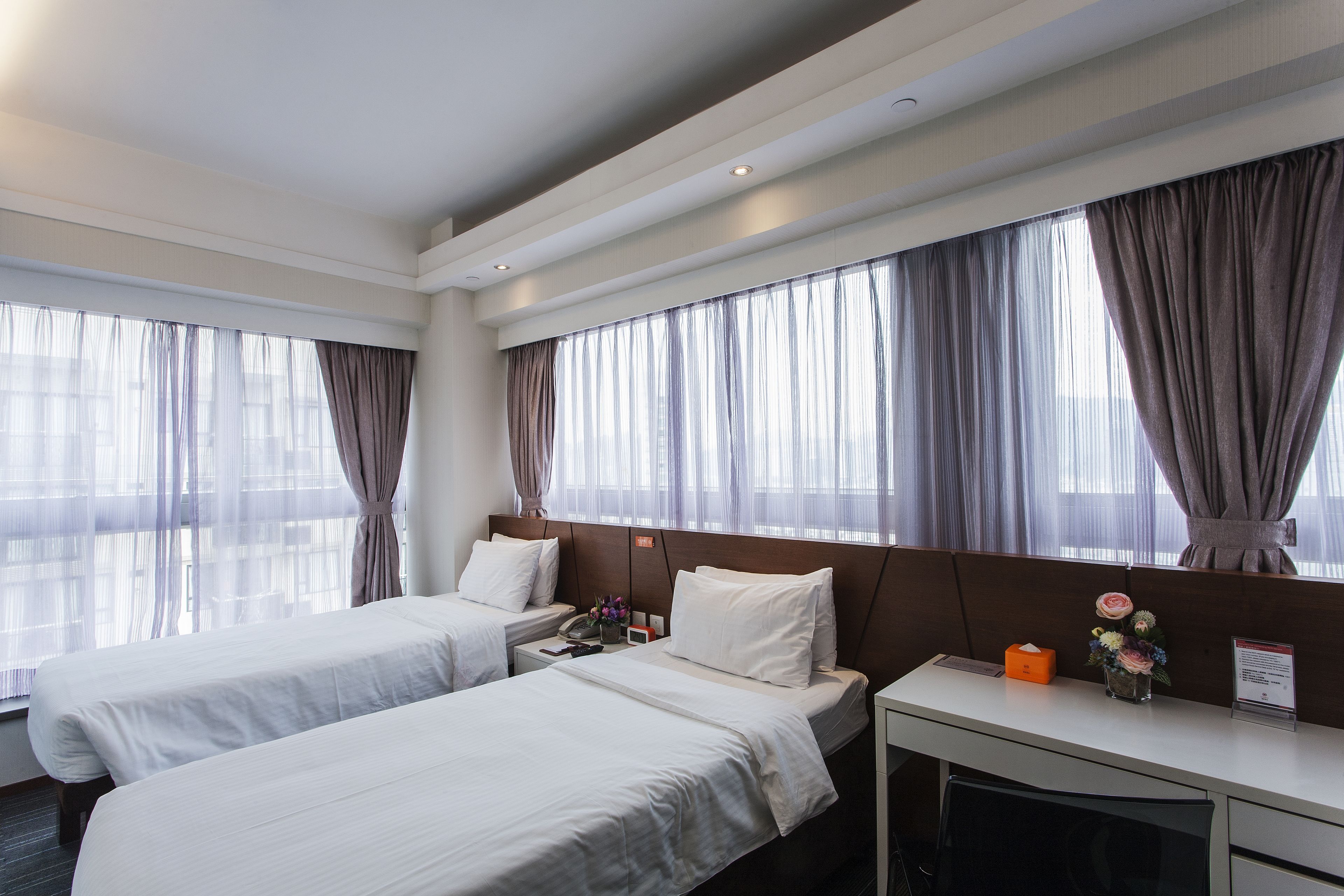 supreme twin room | in-room safe, desk, blackout curtains, iron/ironing board