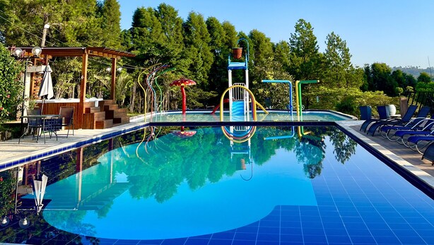 Indoor pool, 2 outdoor pools, open open 24 hours a day, pool umbrellas