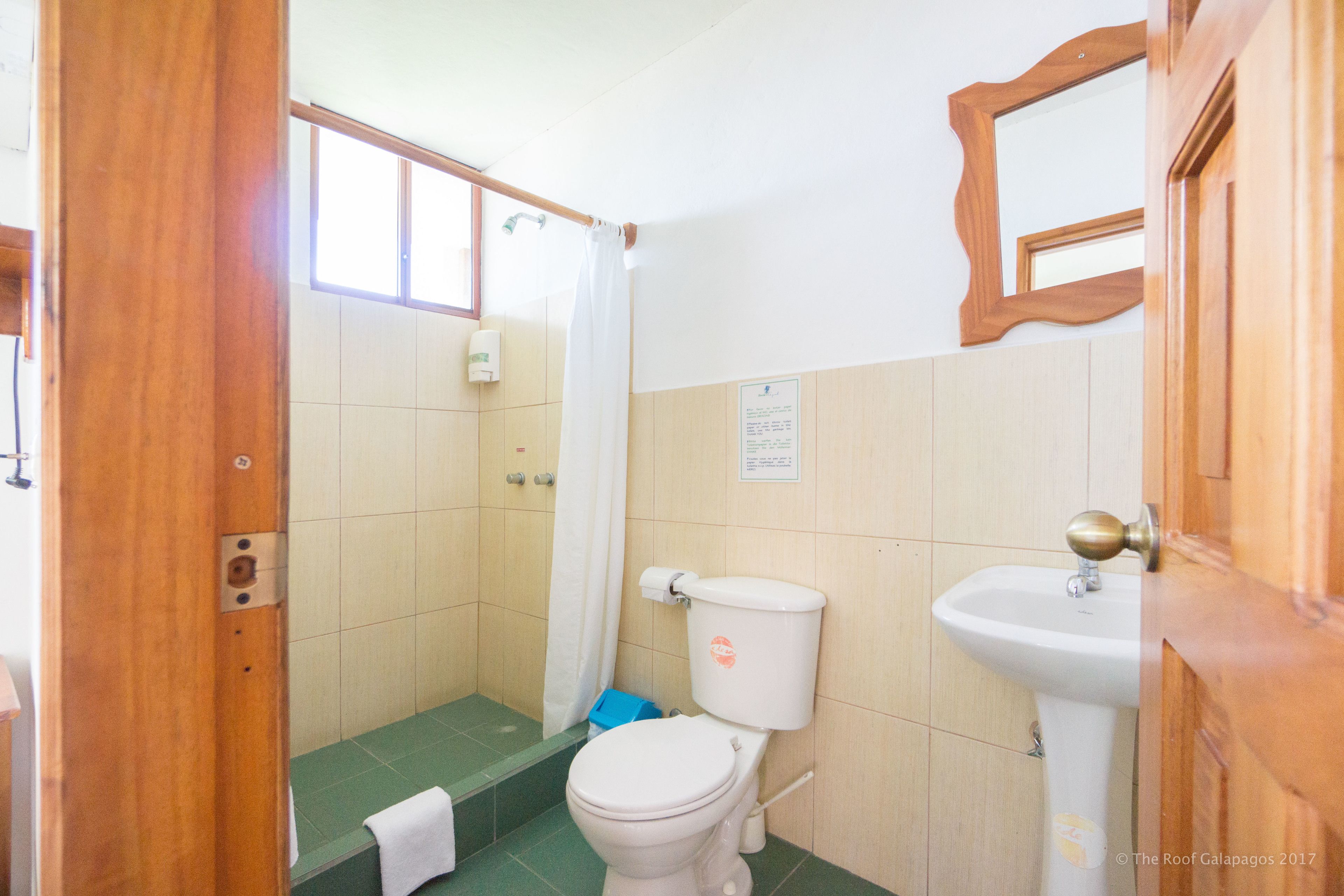 Un baño pequeño con inodoro, lavabo y cortina de ducha.