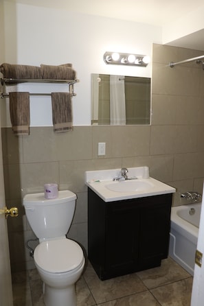 Vòi sen/bồn tắm kết hợp, máy sấy tóc, khăn tắm, xà phòng