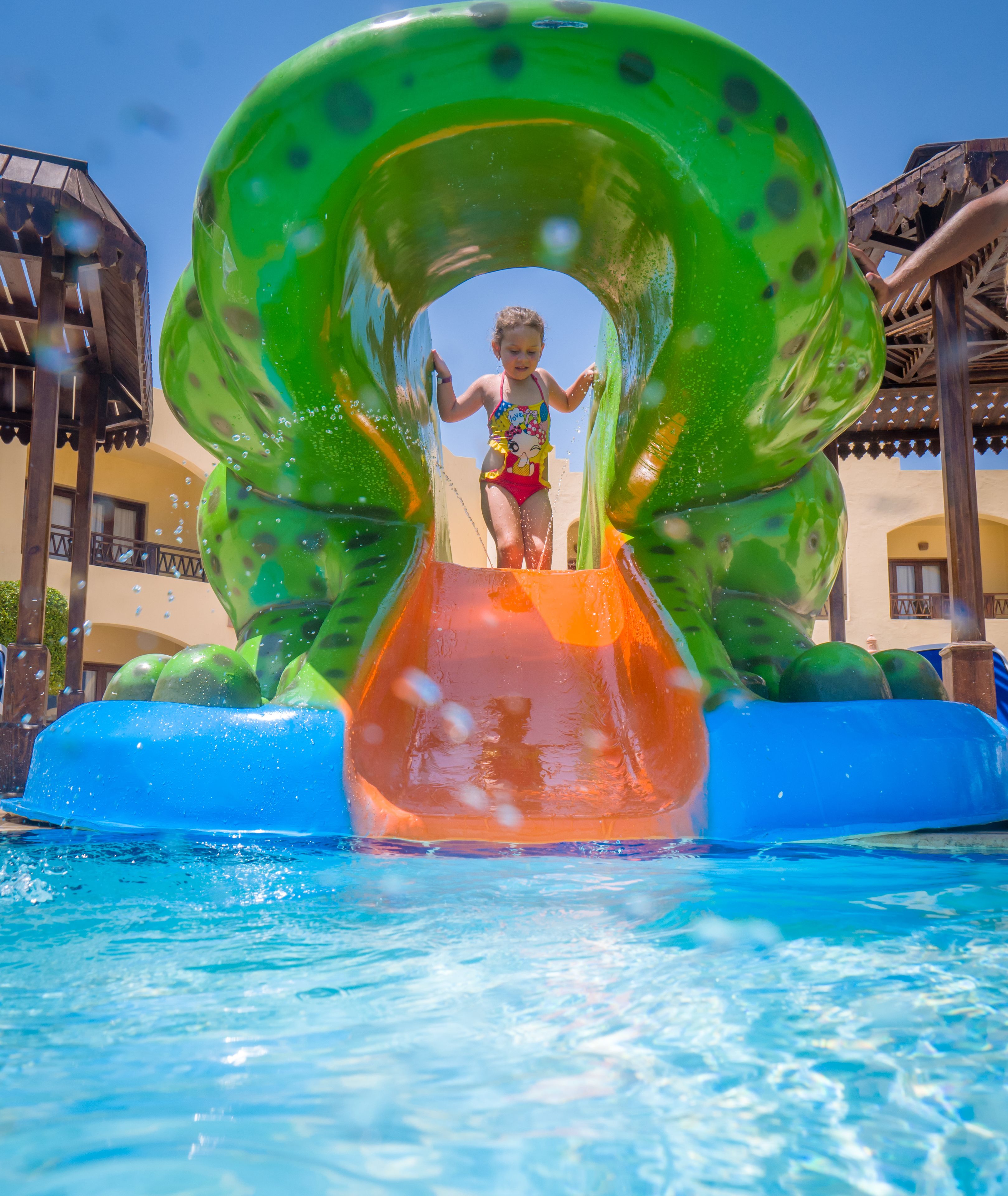 2 outdoor pools, pool umbrellas, pool loungers
