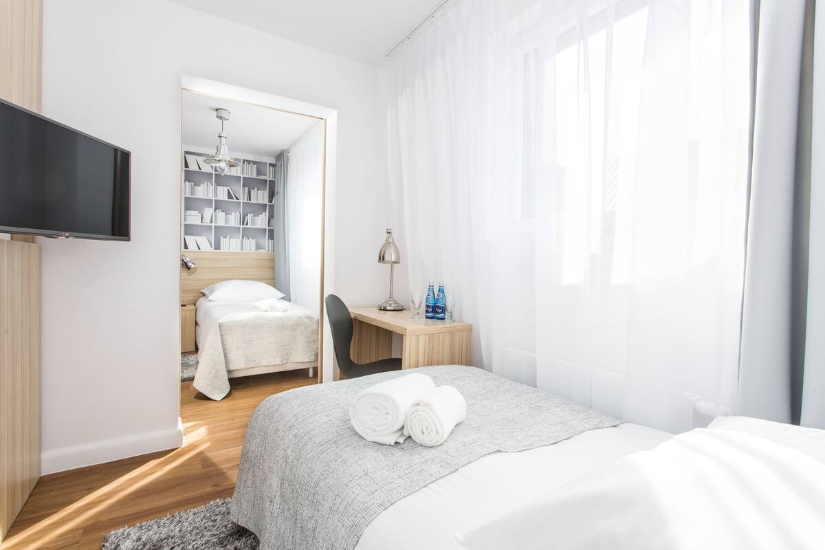 classic twin room | pillow-top beds, desk, blackout curtains, free wifi