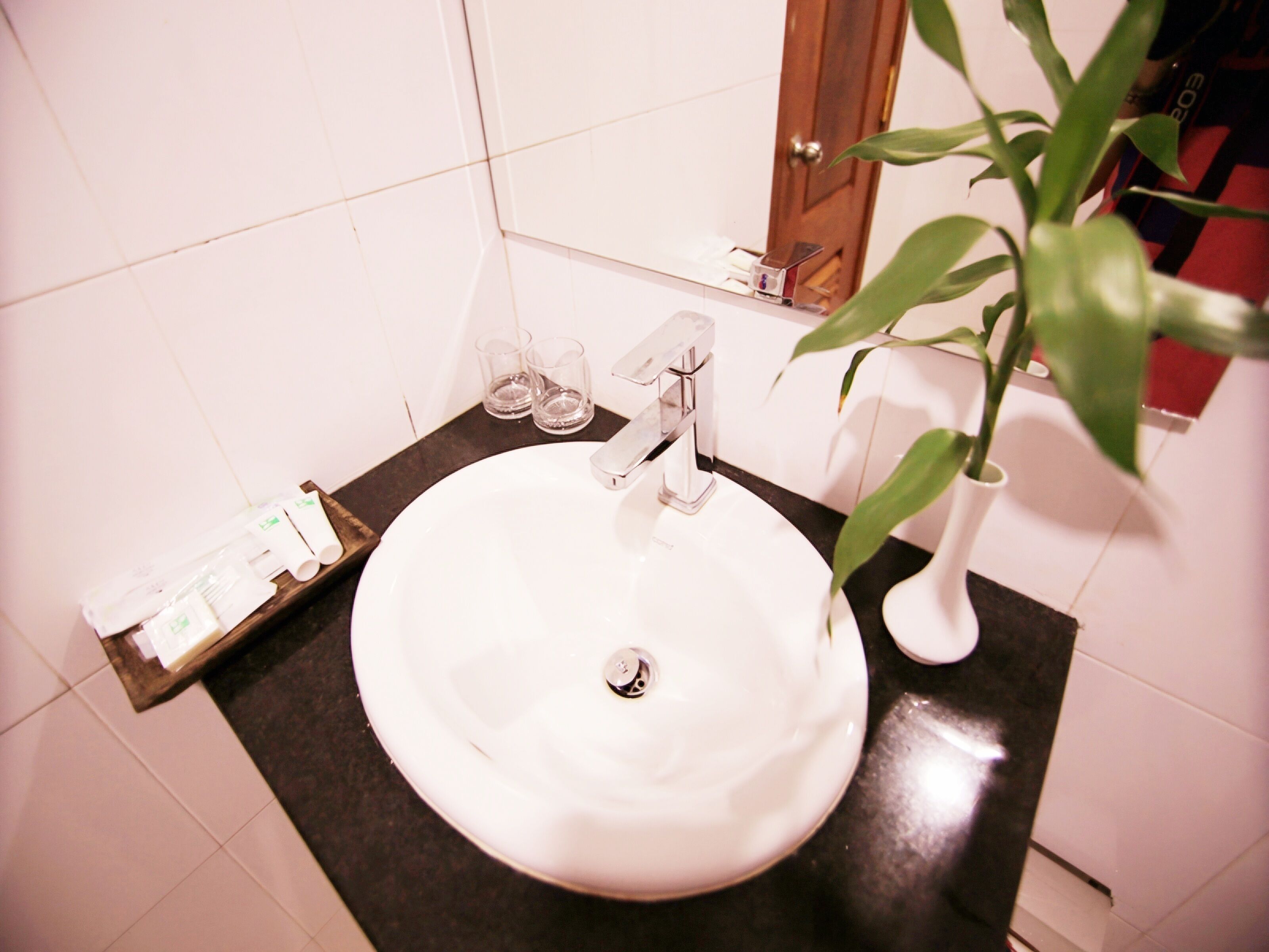 free toiletries, hair dryer, slippers, towels