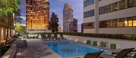 Outdoor pool, pool loungers