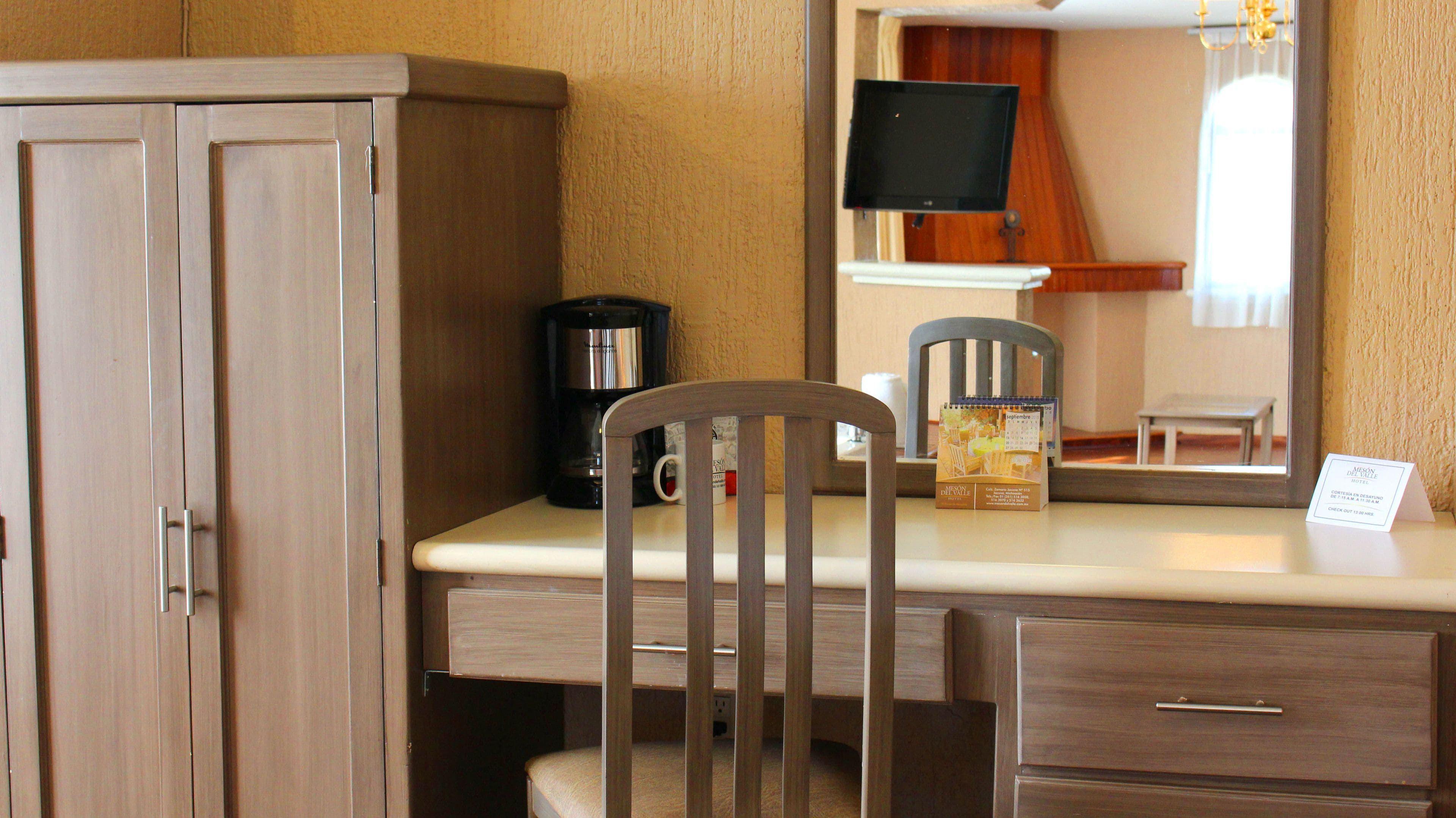 desk, laptop workspace, blackout curtains, free wifi