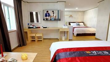 Suite Room(2beds) | Premium bedding, desk, blackout drapes, free wired internet