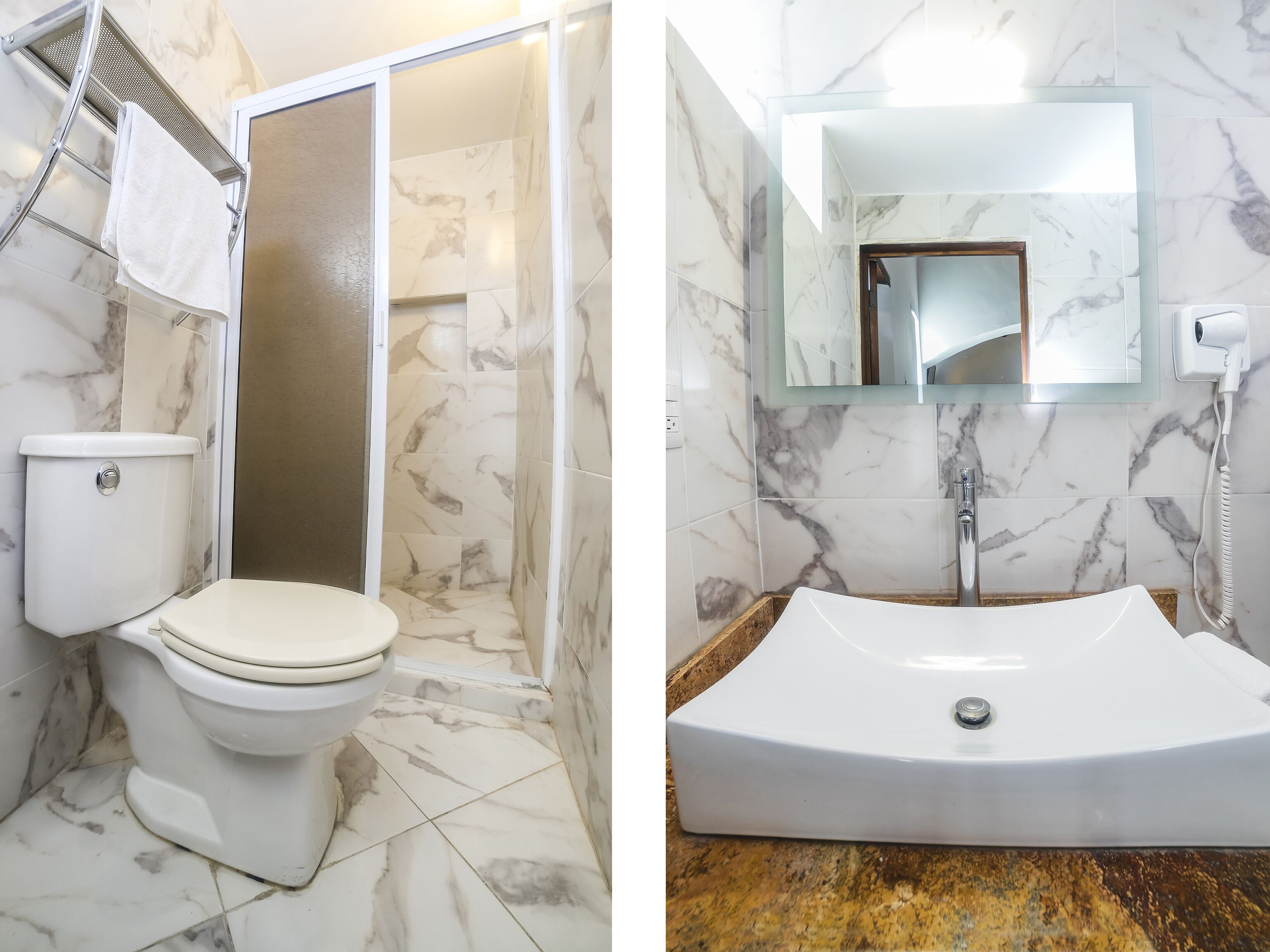 superior room (two beds) | bathroom | shower, free toiletries, hair dryer, towels