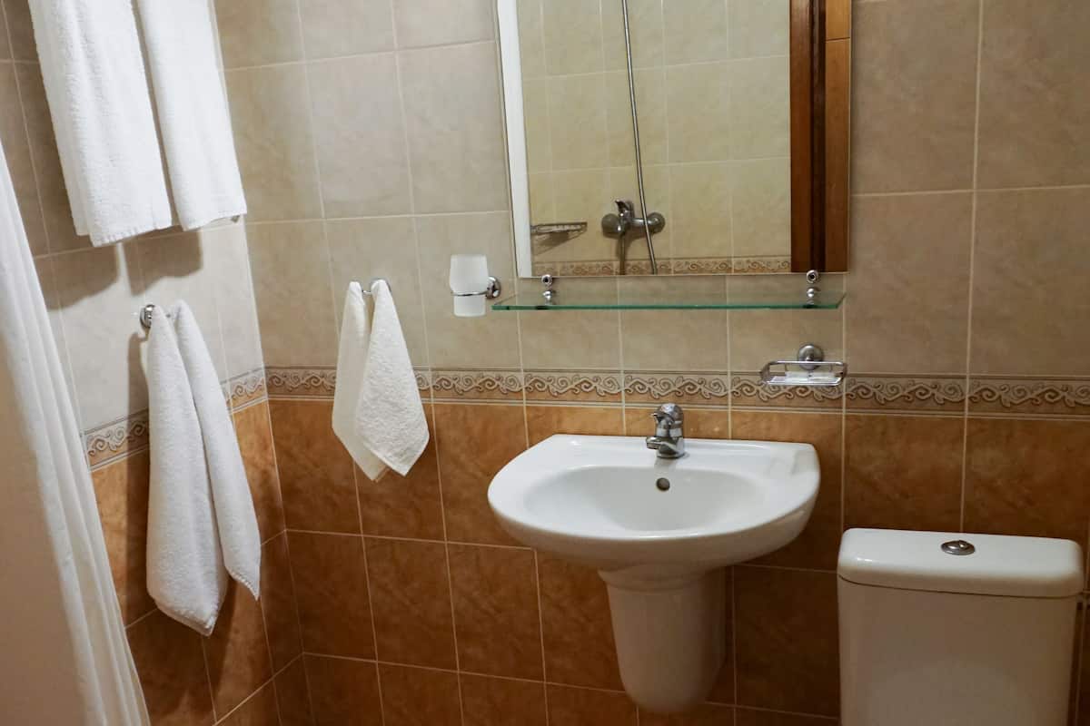 shower, free toiletries, towels