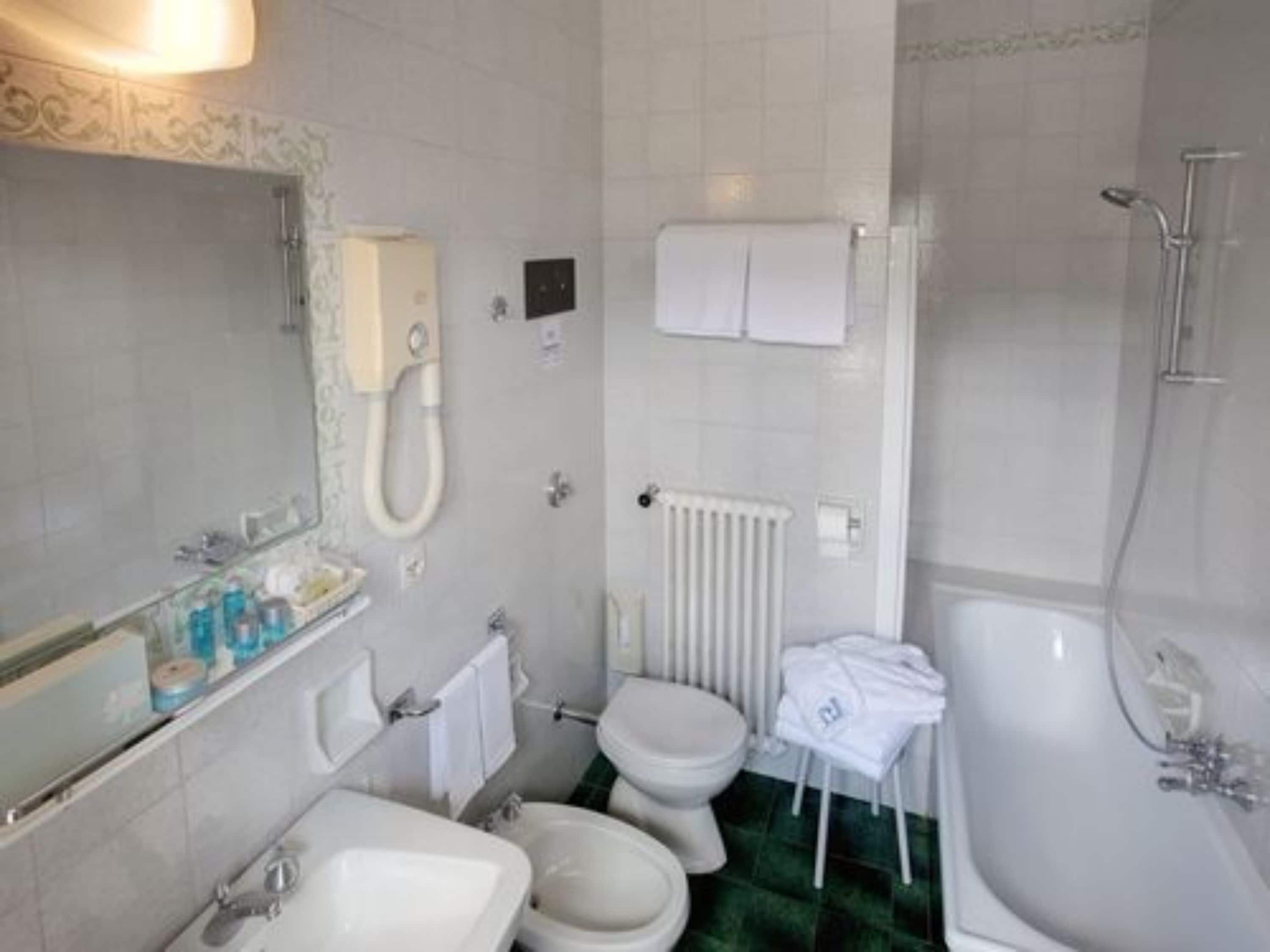 free toiletries, hair dryer, slippers, bidet