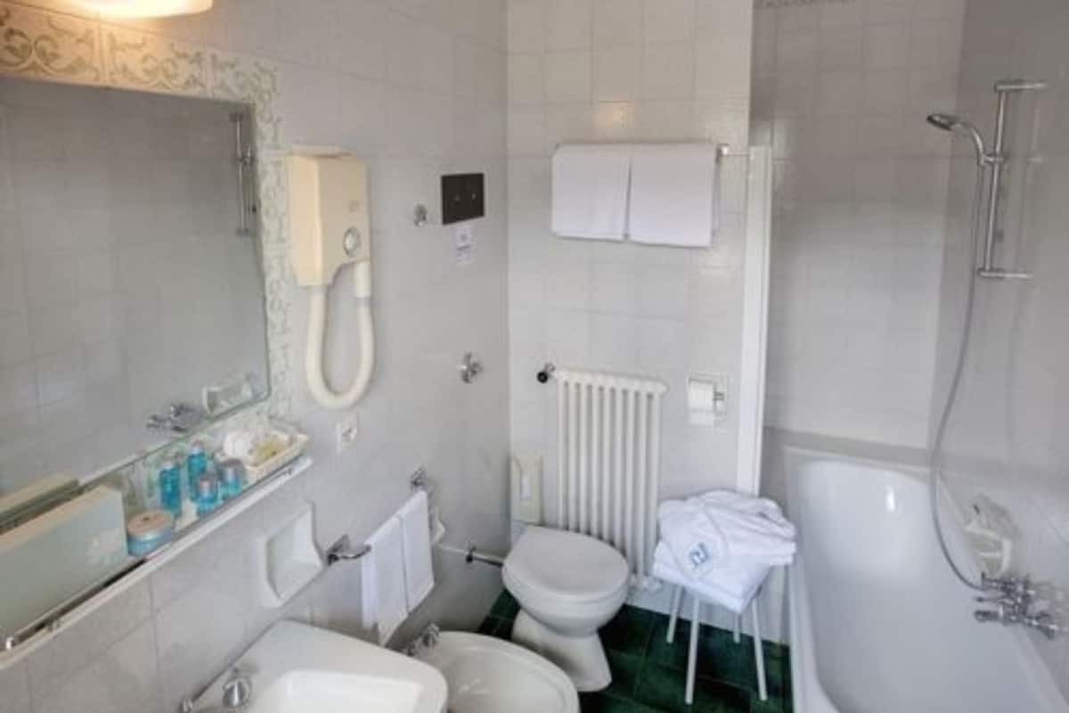 free toiletries, hair dryer, slippers, bidet