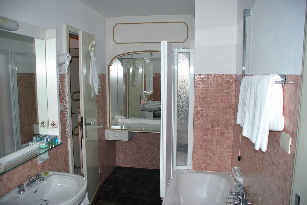 free toiletries, hair dryer, slippers, bidet