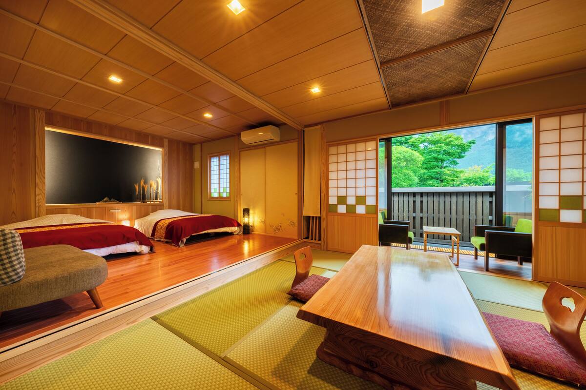 ห้องทวิน, ปลอดบุหรี่ (Japanese Western w/ Open-bath,Otogino) | ผ้านวมขนเป็ด, ตู้นิรภัยในห้องพัก, เตารีด/โต๊ะรีดผ้า, Wi-Fi ฟรี