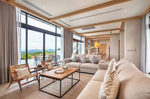 Luxury Villa, 4 Bedrooms, Private Pool, Hill View | Living area | 55-inch Smart TV with cable channels