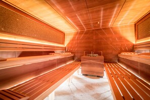 Sauna, steam room, body treatments, hot stone massages, sports massages