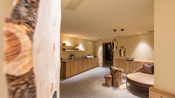 Sauna, steam room, body treatments, hot stone massages, sports massages