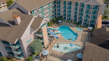 Indoor pool, seasonal outdoor pool, pool umbrellas, sun loungers