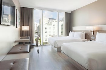 Hypo-allergenic bedding, pillowtop beds, in-room safe, desk at AC Hotel by Marriott Miami Beach