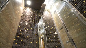 Chambre Confort Double ou avec lits jumeaux | Douche de la salle de bain