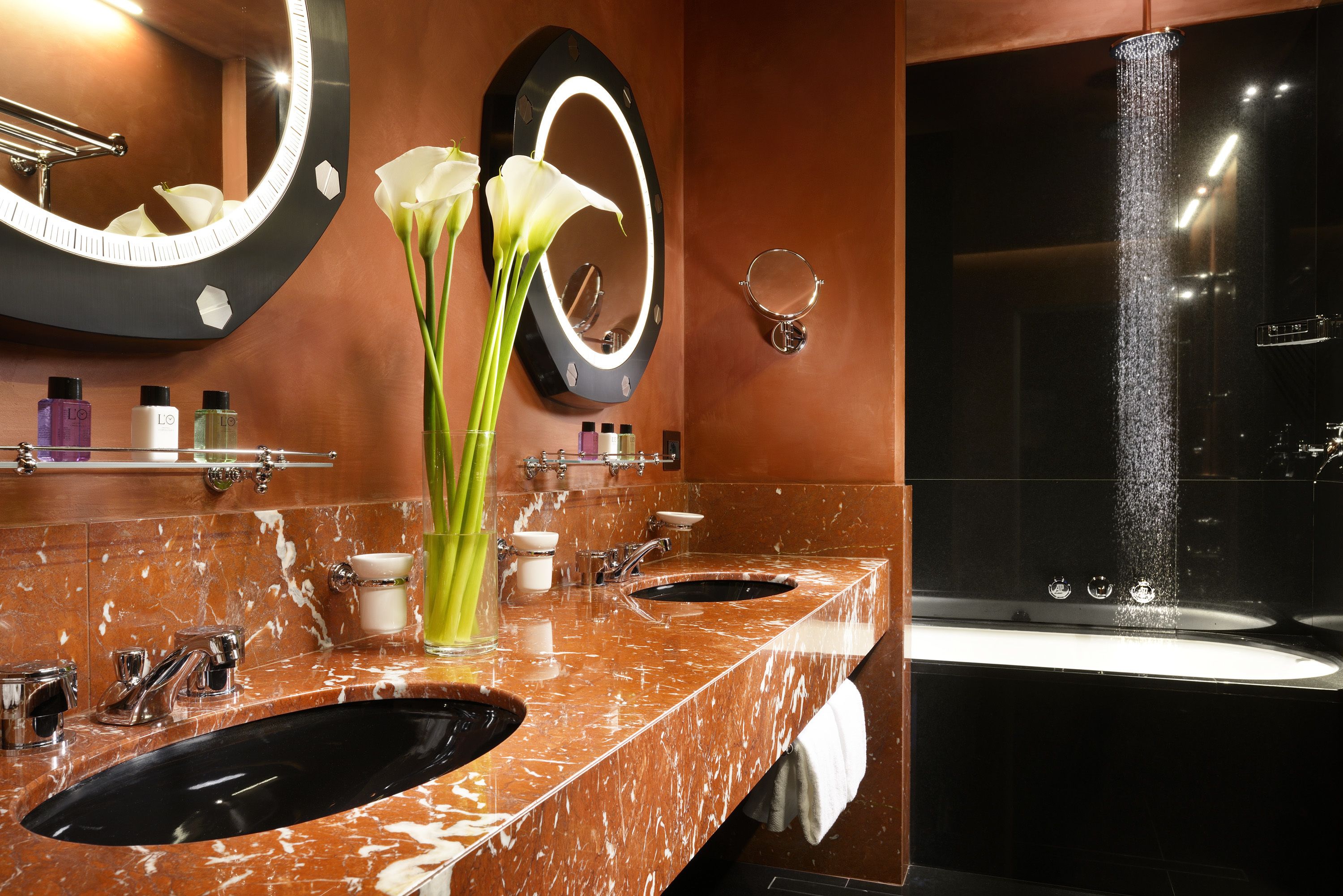 suite | bathroom | designer toiletries, hair dryer, slippers, bidet