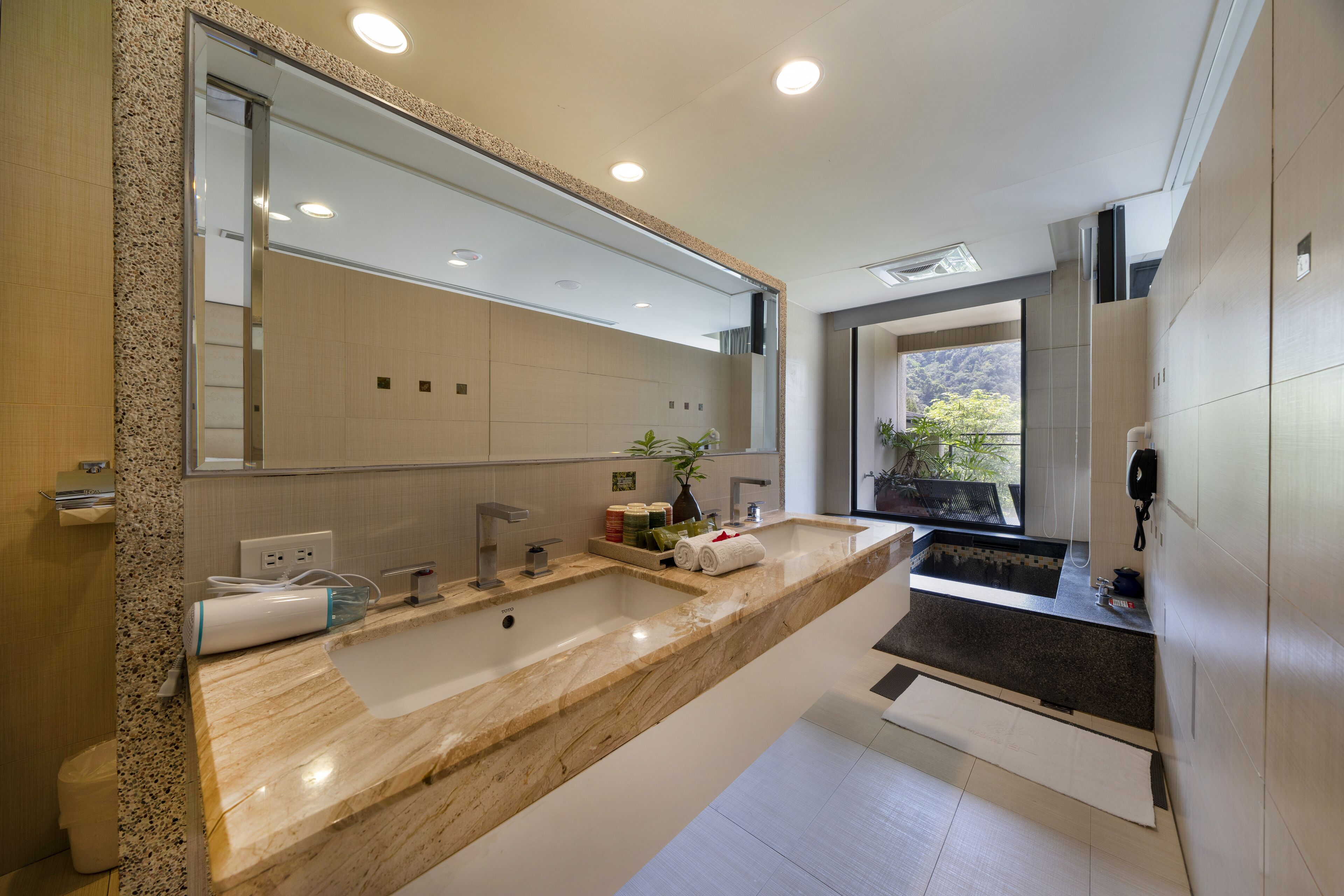 quadruple room | bathroom | separate bathtub and shower, deep-soaking bathtub, hair dryer, bathrobes