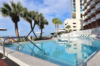 Indoor pool, outdoor pool, open open 24 hours, sun loungers at Palmetto Beachfront Hotel, a By the Sea Resort