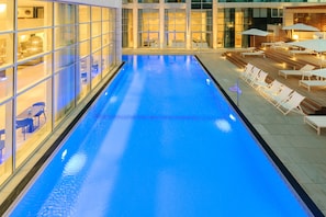 Seasonal outdoor pool, open 9 AM to 6 PM, pool loungers