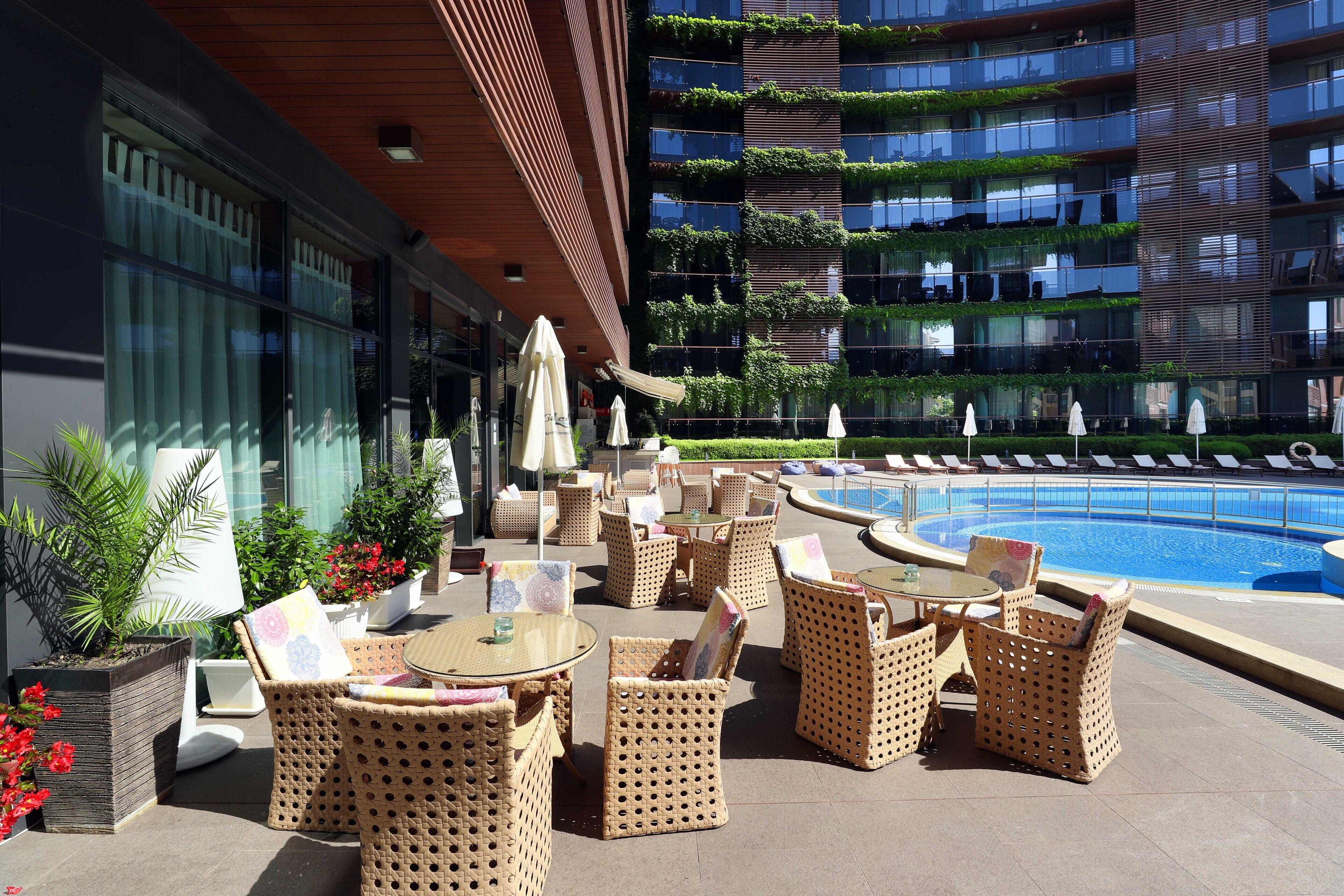 indoor pool, outdoor pool, pool loungers