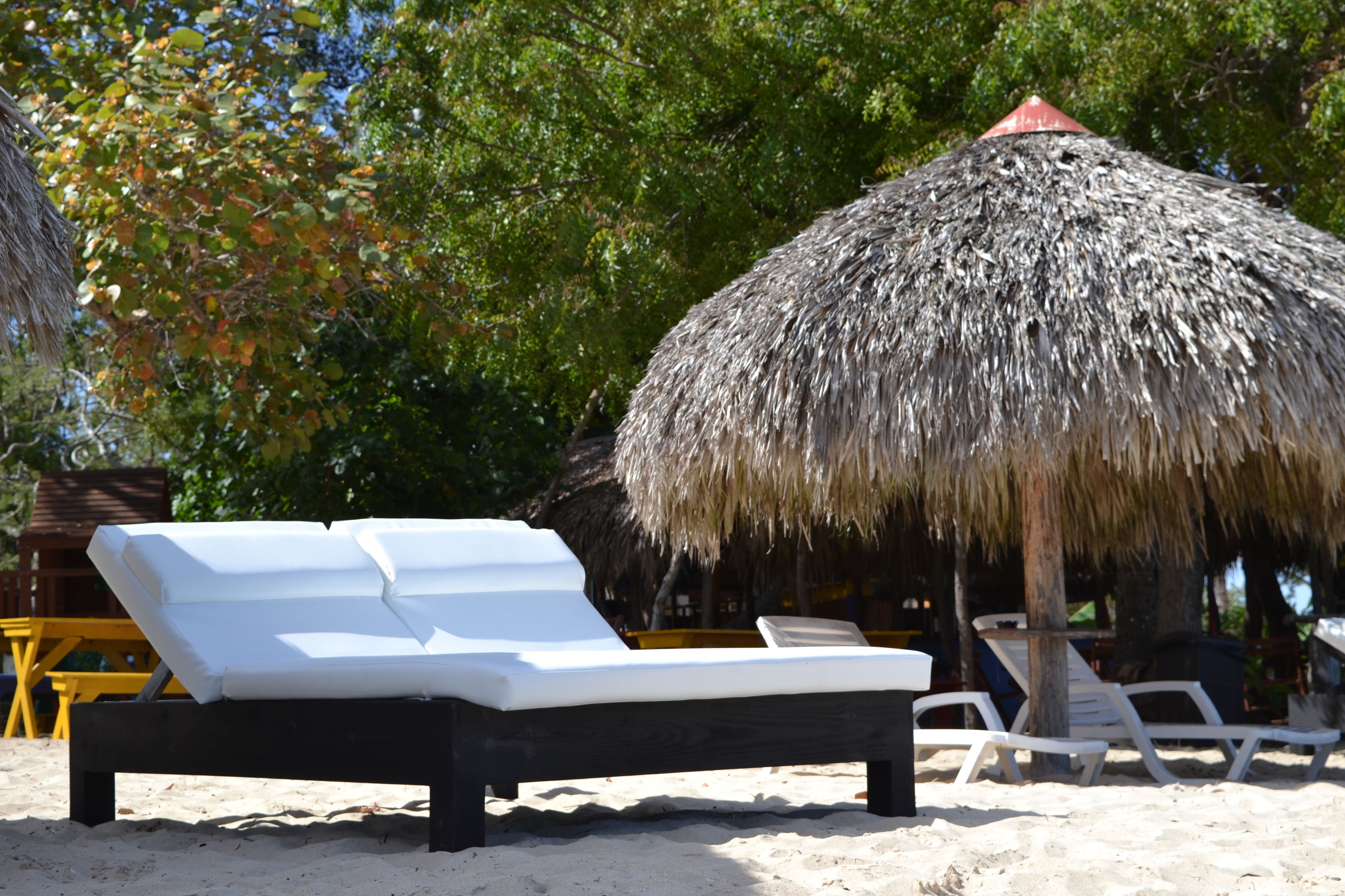 private beach, white sand, sun-loungers, snorkelling