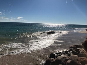 Beach nearby, white sand, fishing