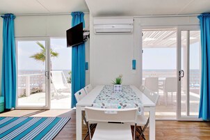 Superior Mobile Home, 2 Bedrooms, Sea View | Living area | Flat-screen TV