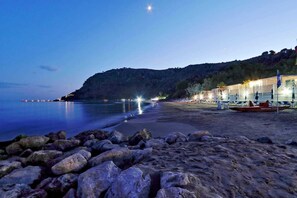 Private beach, sun-loungers, beach umbrellas, beach volleyball